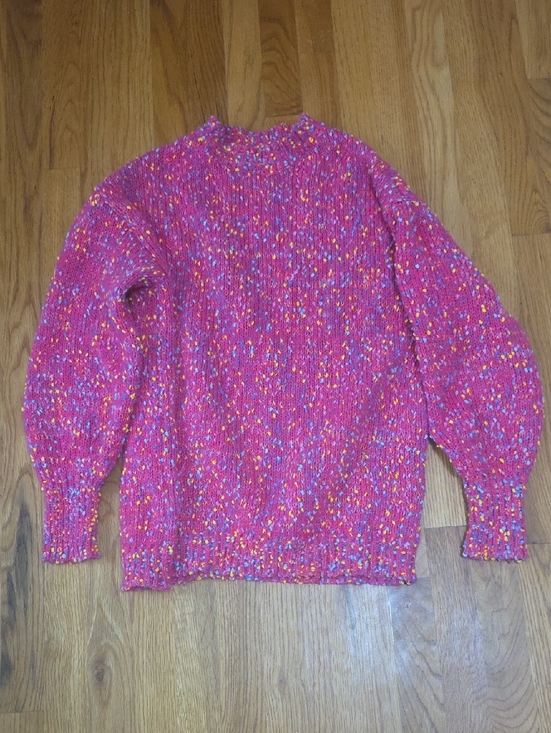 SHEIN Sweaters - SHEIN Hot Pink Confetti Crewneck Sweater